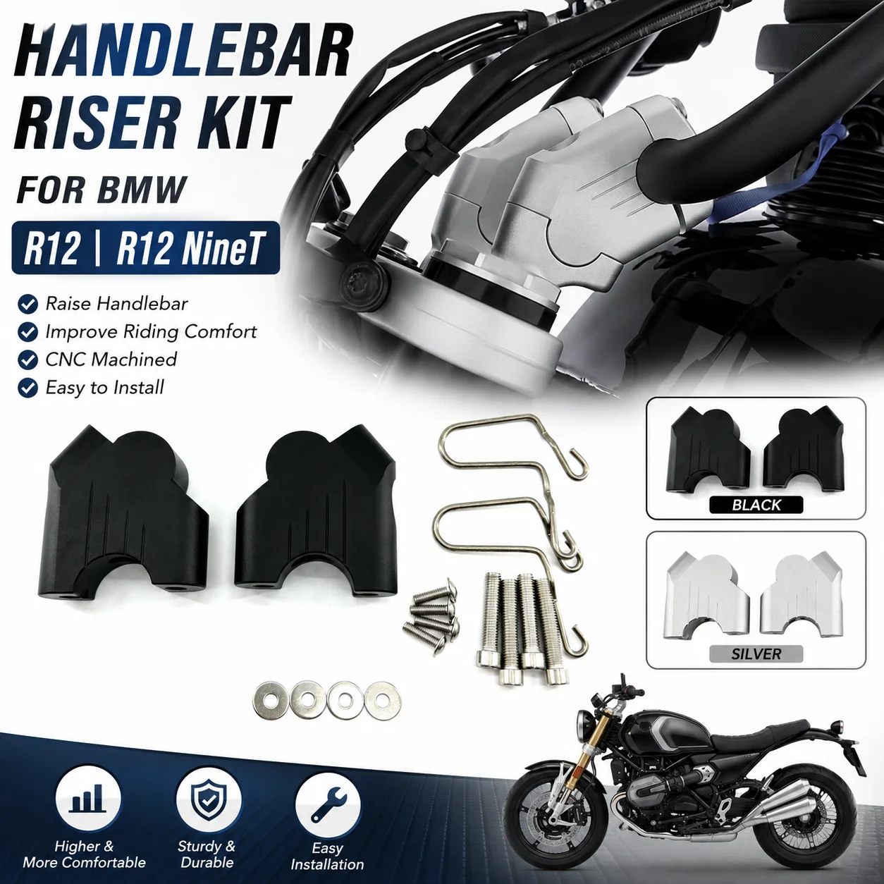 For BMW R12/R12 NineT Motorcycle Handlebar Heightening Faucet Handlebar Heightening Rear Moving Code Modification Parts
For BMW R12/R12 NineT Motorcycle Handlebar Heightening Faucet Handlebar Heightening Rear Moving Code Modification Parts