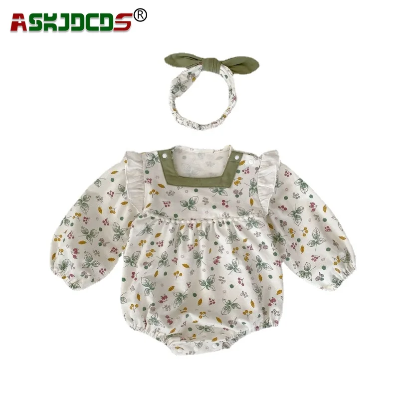 Stylish Leaf Flower Print Bodysuits+Headbands Cute, 2023 Autumn New In Baby Girl's Cotton Jumpsuits (0-3 Years)
Stylish Leaf Flower Print Bodysuits+Headbands Cute, 2023 Autumn New In Baby Girl's Cotton Jumpsuits (0-3 Years)
