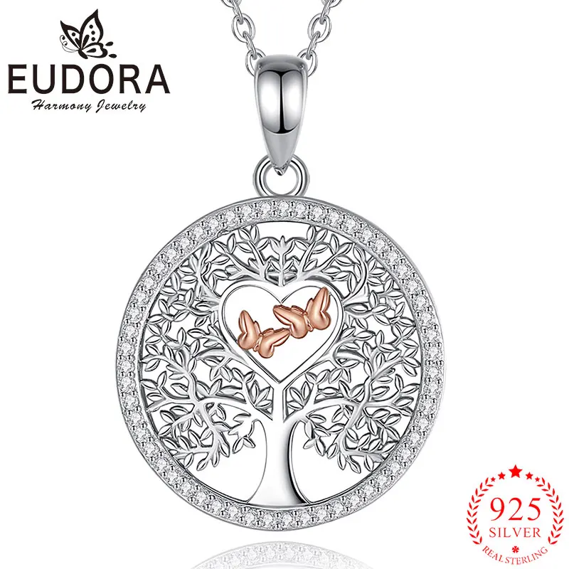 Eudora 925 Sterling Silver Tree of Life Necklace Butterfly Heart Zircon Pendant Exquisite Jewelry Birthday Gift For Women
Eudora 925 Sterling Silver Tree of Life Necklace Butterfly Heart Zircon Pendant Exquisite Jewelry Birthday Gift For Women
