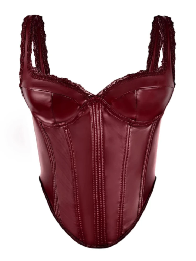 Fashion Street Camisole Sexy Hot Girl Leather Lace Splicing Top Women European American Adjustable V-Neck Bra Vest Tank Tops
Fashion Street Camisole Sexy Hot Girl Leather Lace Splicing Top Women European American Adjustable V-Neck Bra Vest Tank Tops