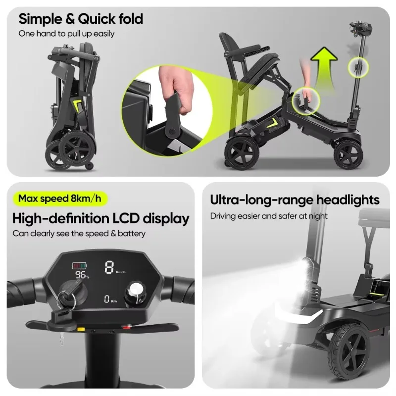 Dual Battery 40km Eléctrico Plegable 4 Ruedas Para Ancianos Y Discapacitados Lightweight Aluminum Mobility Scooter
Dual Battery 40km Eléctrico Plegable 4 Ruedas Para Ancianos Y Discapacitados Lightweight Aluminum Mobility Scooter