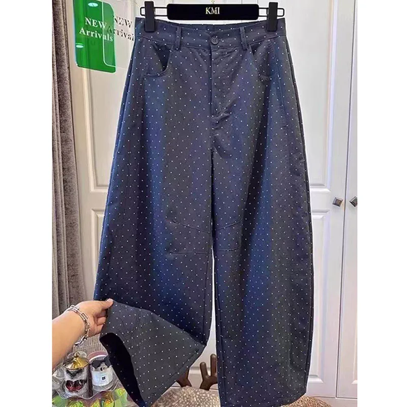 Korean Fashion Navy Blue Polka-dot Wide-leg Pants 2026 New Women's Summer Slack Plus Size Loose Slim Casual Pants
Korean Fashion Navy Blue Polka-dot Wide-leg Pants 2026 New Women's Summer Slack Plus Size Loose Slim Casual Pants