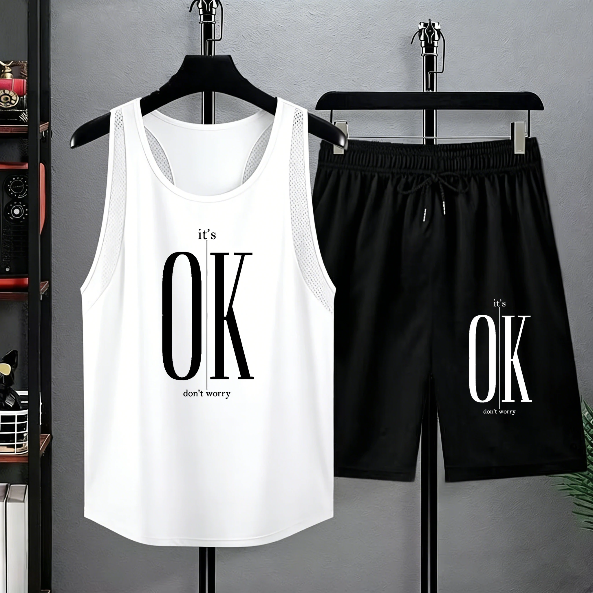 It'S Ok Don'T Worry Text Printed Mens Casual Comfortable Tshirts Sets Mesh Daily Tank Top Summer Drawstring Beach Sportpants
It'S Ok Don'T Worry Text Printed Mens Casual Comfortable Tshirts Sets Mesh Daily Tank Top Summer Drawstring Beach Sportpants