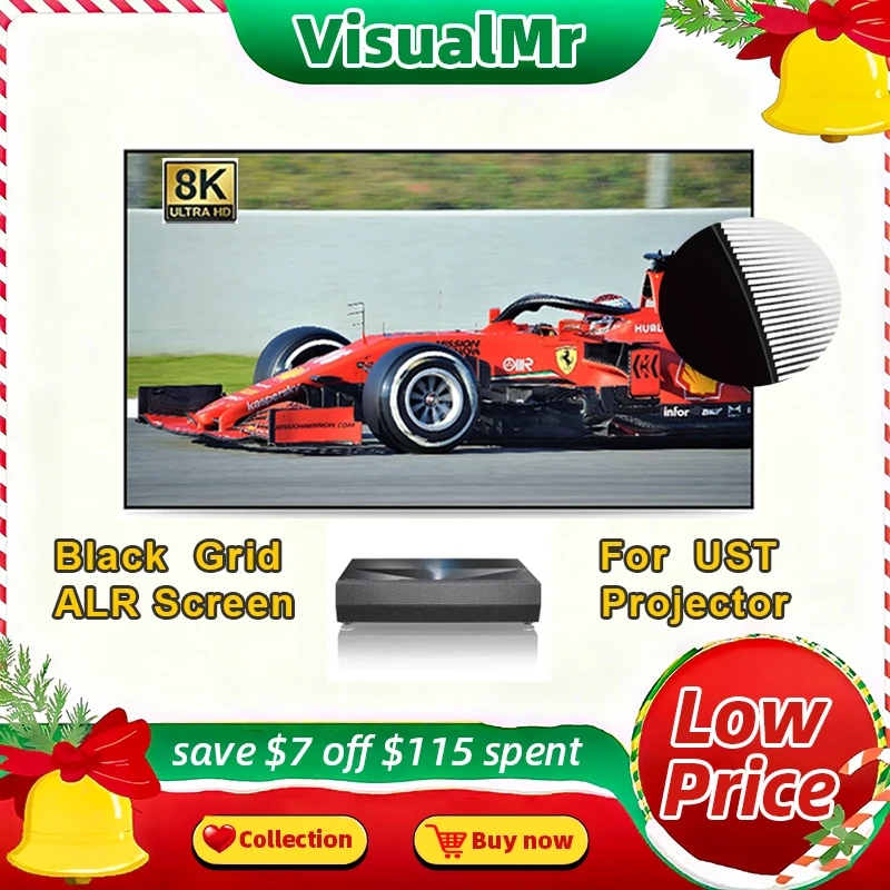 VisualMr ALR UST Black Grid PET Crystal Ambient Light Rejecting Frame Projection Screen 150inch for Ultra Short Throw Projector
VisualMr ALR UST Black Grid PET Crystal Ambient Light Rejecting Frame Projection Screen 150inch for Ultra Short Throw Projector