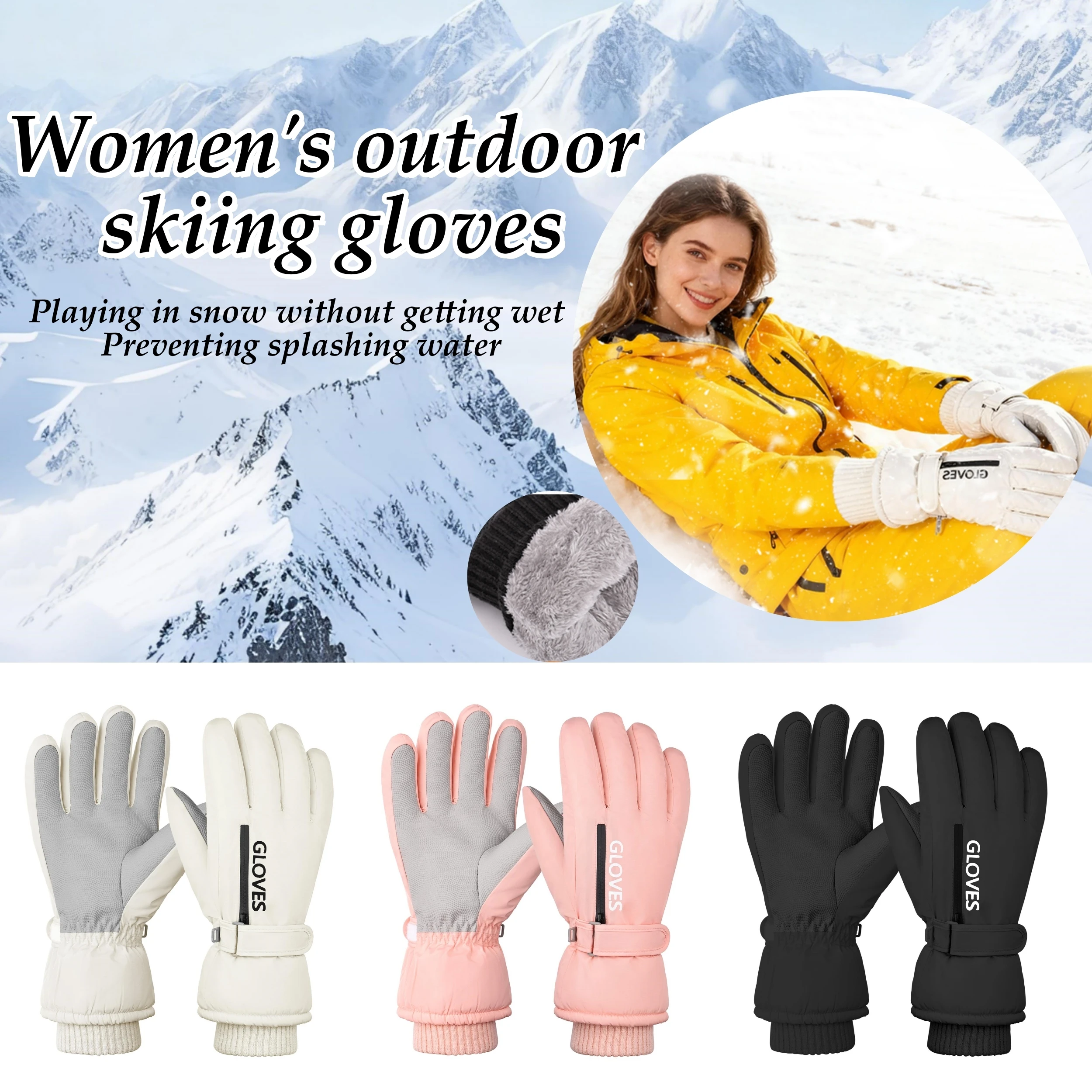 Women's winter warm ski gloves, anti-slip and water-resistant, with zipper pockets, not afraid of wind and snow, touchscreen
Women's winter warm ski gloves, anti-slip and water-resistant, with zipper pockets, not afraid of wind and snow, touchscreen