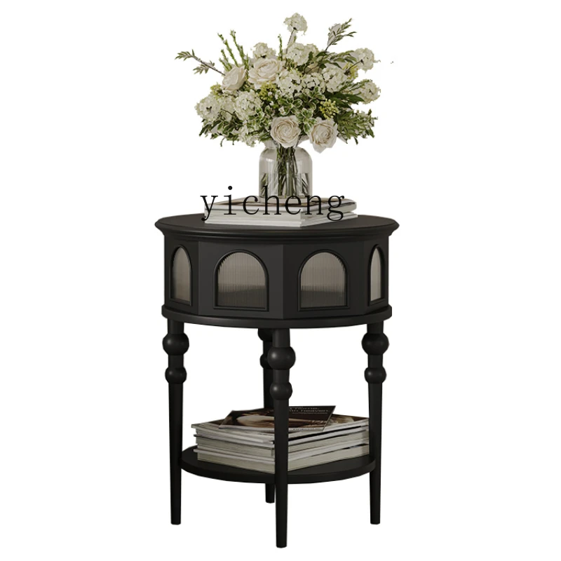 ZF Solid Wood Side Table Black Solid Wood Glass Wall Small round Table Light Luxury Bedside Table
ZF Solid Wood Side Table Black Solid Wood Glass Wall Small round Table Light Luxury Bedside Table