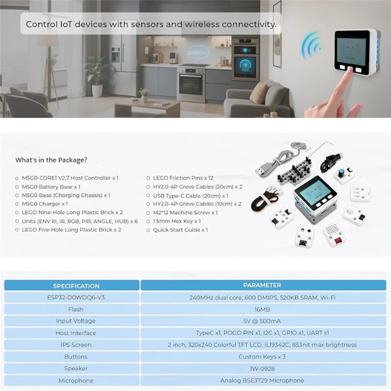 For M5stack M5GO Iot Starter Kit V2.7 With ESP32, Multiple Modules, Sensors, And Display Enhanced Smart Home Automation 
For M5stack M5GO Iot Starter Kit V2.7 With ESP32, Multiple Modules, Sensors, And Display Enhanced Smart Home Automation