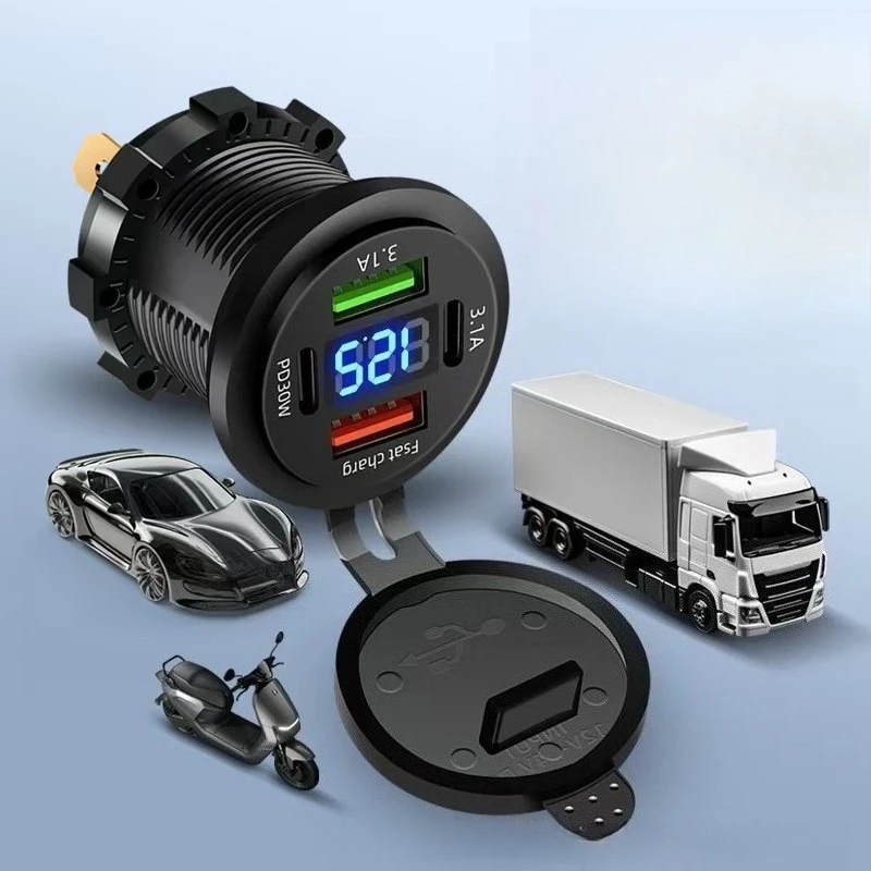 Автомобильное зарядное устройство, двойная розетка Type-C и Dual USB, 4 порта, водонепроницаемая, с вольтметром 12 В/24 В для автомобиля, лодки, 1 шт.2026
Автомобильное зарядное устройство, двойная розетка Type-C и Dual USB, 4 порта, водонепроницаемая, с вольтметром 12 В/24 В для автомобиля, лодки, 1 шт.2026
