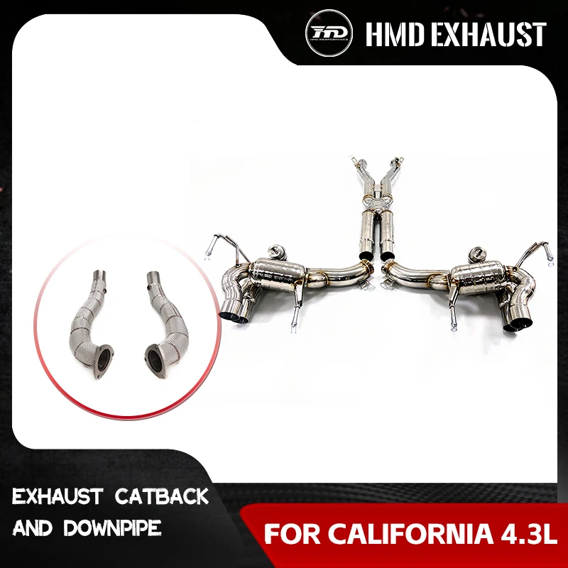 HMD Catback and Downpipe for Ferrari california 4.3L Vacuum valves Muffler High performance X-tube design Exhaust system SS304 
HMD Catback and Downpipe for Ferrari california 4.3L Vacuum valves Muffler High performance X-tube design Exhaust system SS304