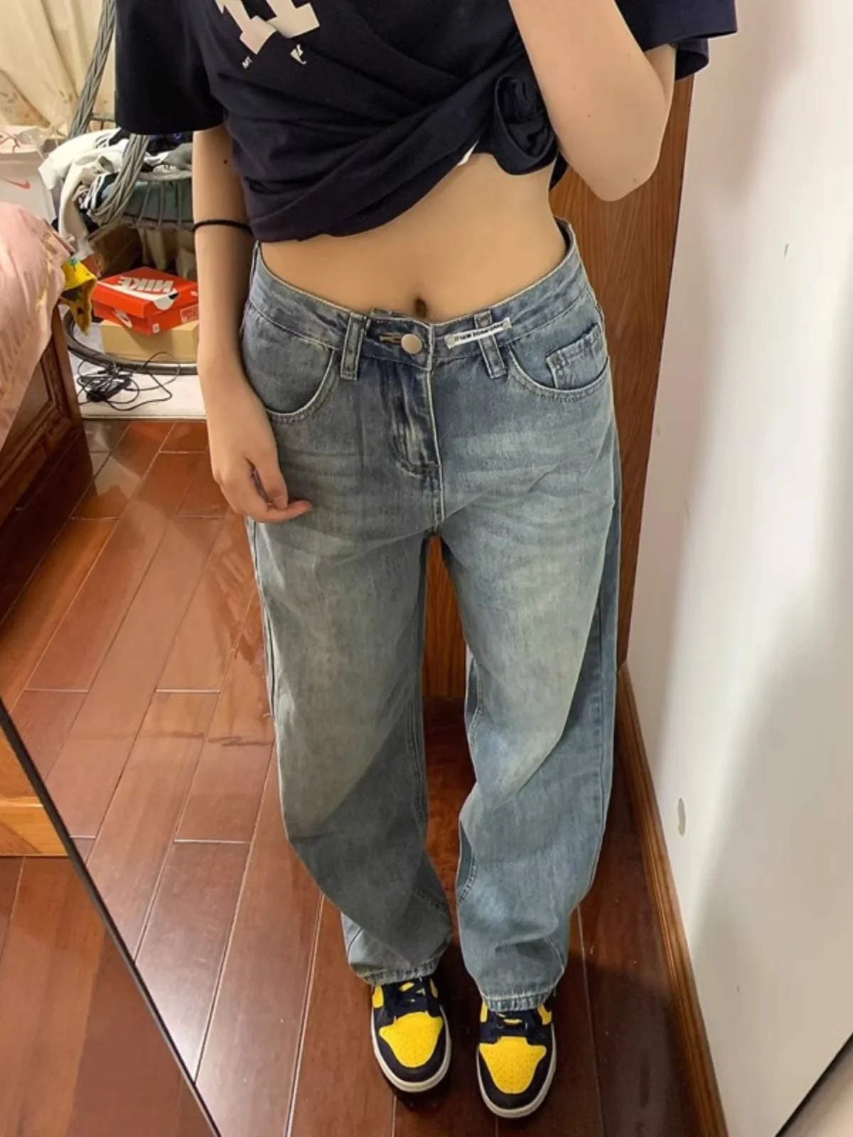 High Waist Wide Leg Denim Jeans Women's Loose Straight Cut Floor-Length Pants Spring Autumn plus Size Vintage Sle
High Waist Wide Leg Denim Jeans Women's Loose Straight Cut Floor-Length Pants Spring Autumn plus Size Vintage Sle