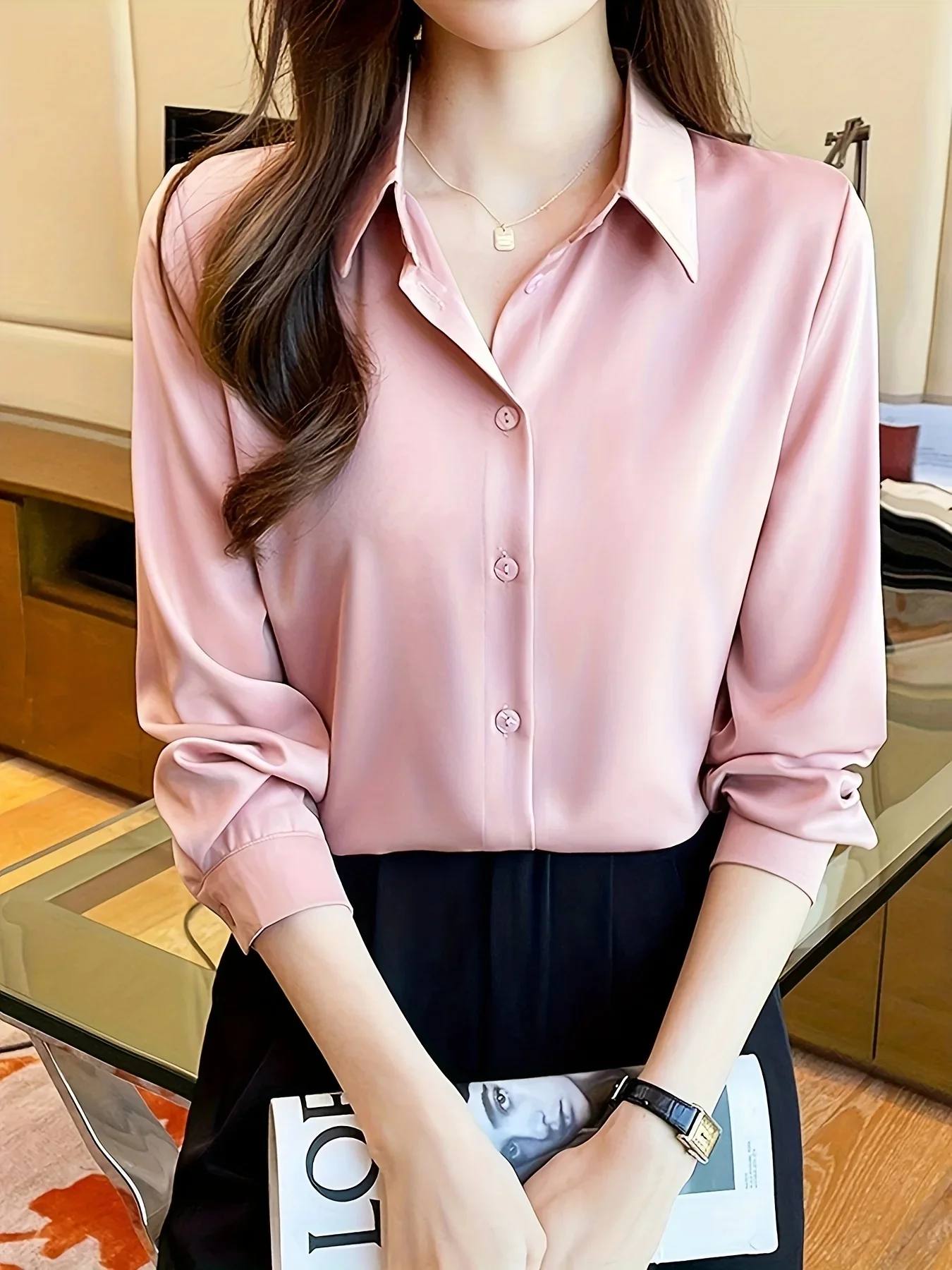 New arrived solid blouses for women Fashion ladies satin shirts Button-Down Tops
New arrived solid blouses for women Fashion ladies satin shirts Button-Down Tops