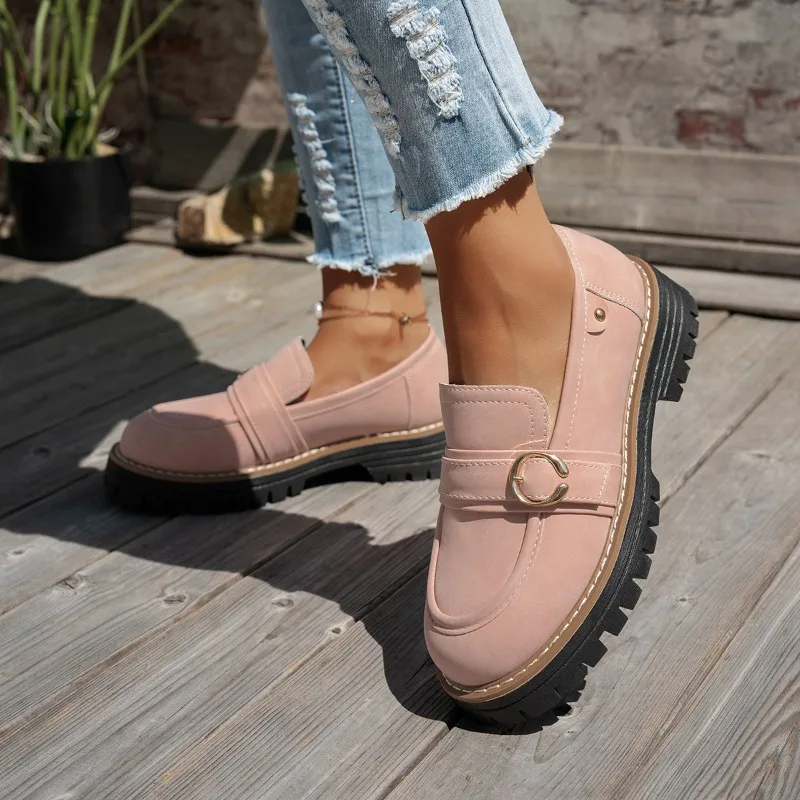 Women's Block Heel Loafers Autumn New Round Toe Deep Mouth Metal Buckle Platform Non-Slip Kitten Heels
Women's Block Heel Loafers Autumn New Round Toe Deep Mouth Metal Buckle Platform Non-Slip Kitten Heels