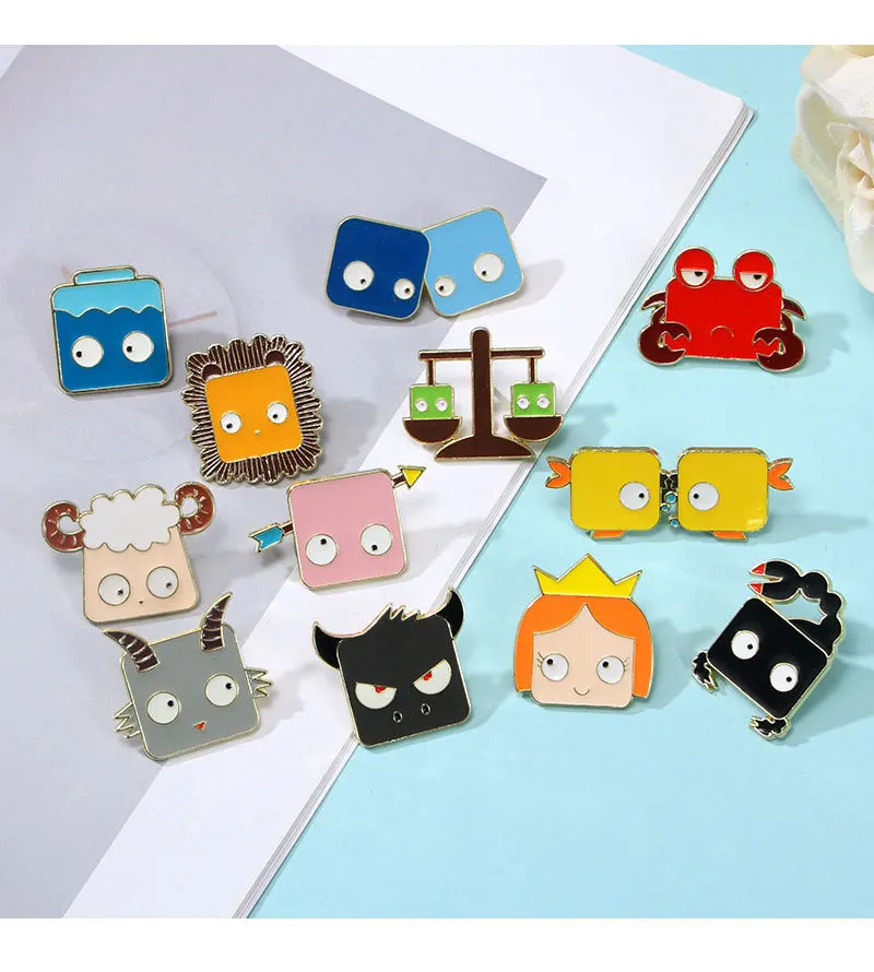 Cute Cartoon Creative Square Twelve Constellations Brooches Alloy Pins Badge DIY Bag Clothing Hat Scarf T-shirt Jeans Accessory
Cute Cartoon Creative Square Twelve Constellations Brooches Alloy Pins Badge DIY Bag Clothing Hat Scarf T-shirt Jeans Accessory