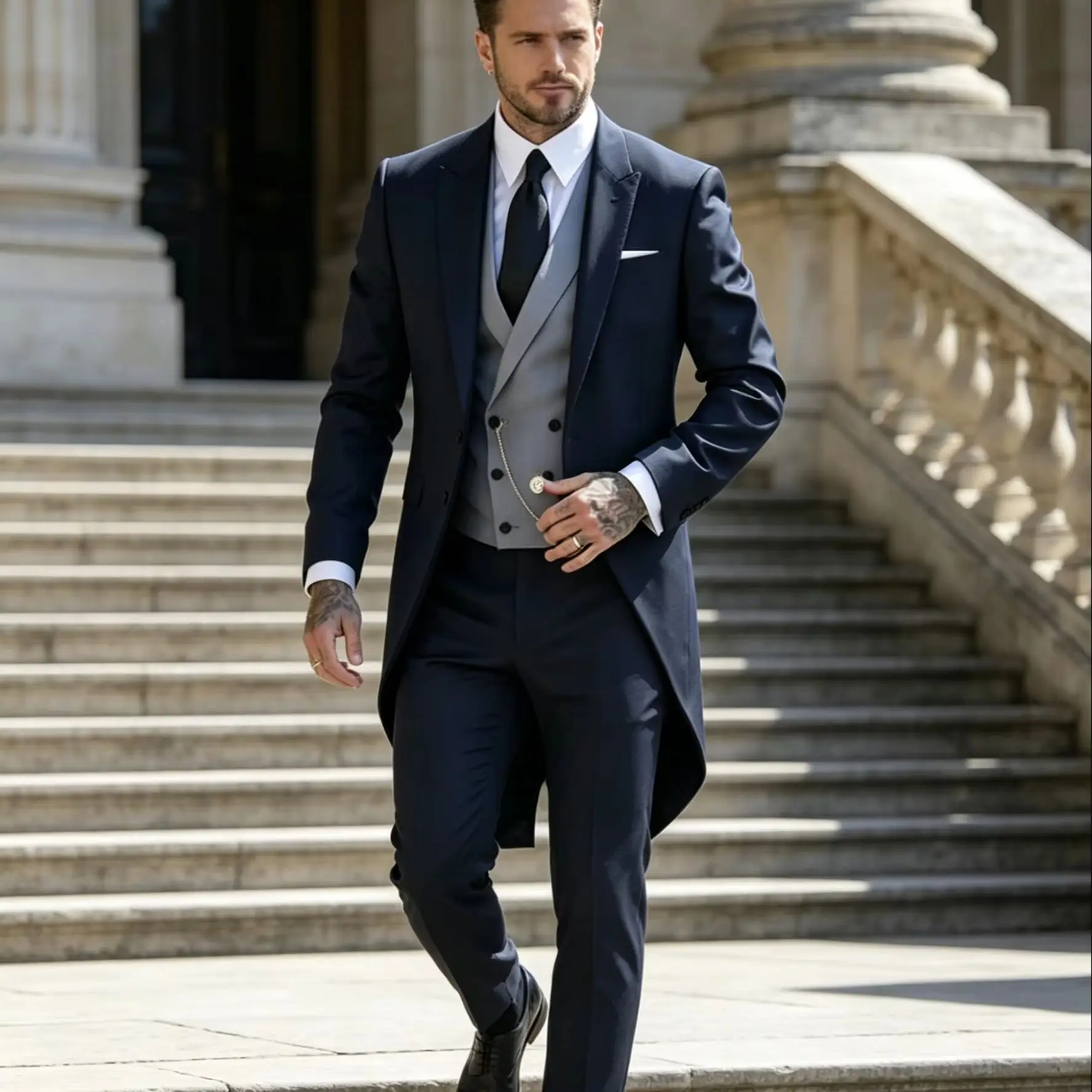 Navy Men's Formal Tuxedo Tailcoat Dress Suit with Vest And Pants Swallow Tail Male Jacket for Party Wedding Dance Magic Performa
Navy Men's Formal Tuxedo Tailcoat Dress Suit with Vest And Pants Swallow Tail Male Jacket for Party Wedding Dance Magic Performa