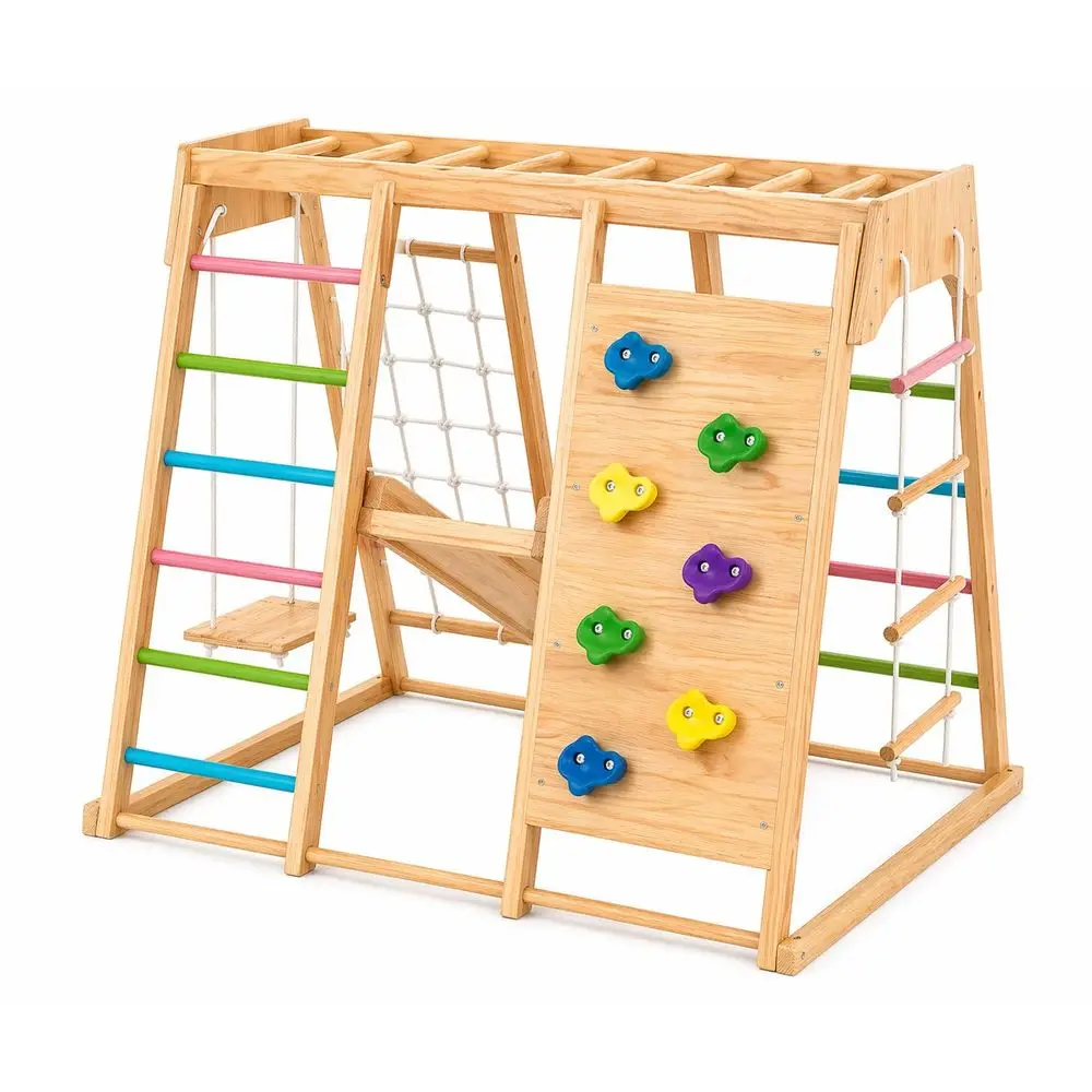 Premium Wooden Indoor Climbing Gym for Kids Montessori Playset with Climbing Wall, Ladder, Rope Net amp Swing Solid Natural Woo
Premium Wooden Indoor Climbing Gym for Kids Montessori Playset with Climbing Wall, Ladder, Rope Net amp Swing Solid Natural Woo