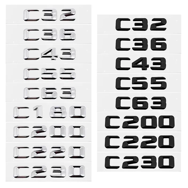 3D Car Tail Letter Stickers Badge for Mercedes Benz C Class C32 C36 C43 C55 C63 C180 C200 C220 C230 Auto Rear Trunk Emblem
3D Car Tail Letter Stickers Badge for Mercedes Benz C Class C32 C36 C43 C55 C63 C180 C200 C220 C230 Auto Rear Trunk Emblem