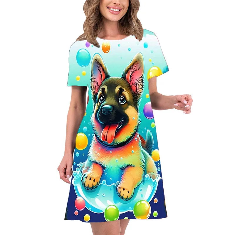 2024 New Summer Women Dress Cartoon 3D Dog Print Loose Short Sleeve Mini Dress Streetwear Casual Spring Women Clothing
2024 New Summer Women Dress Cartoon 3D Dog Print Loose Short Sleeve Mini Dress Streetwear Casual Spring Women Clothing