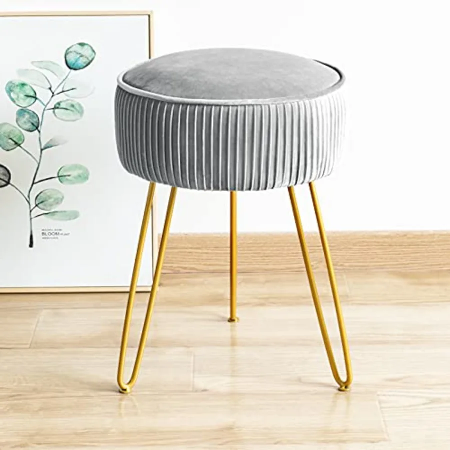 Pleated Vanity Stool, Velvet Upholstered Vanity Stool for Makeup Room, Round Mondern Stool for Vanity, Ottoman Footrest Stool w
Pleated Vanity Stool, Velvet Upholstered Vanity Stool for Makeup Room, Round Mondern Stool for Vanity, Ottoman Footrest Stool w
