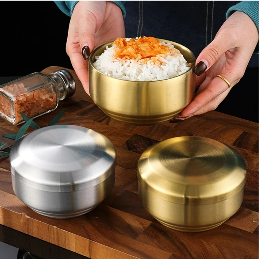 Hot Korean 304 Stainless Steel Rice Bowl with Lid Double-Layer Anti-Scalding Soup Food Serving Bowls Container Kitchen Utensils
Hot Korean 304 Stainless Steel Rice Bowl with Lid Double-Layer Anti-Scalding Soup Food Serving Bowls Container Kitchen Utensils