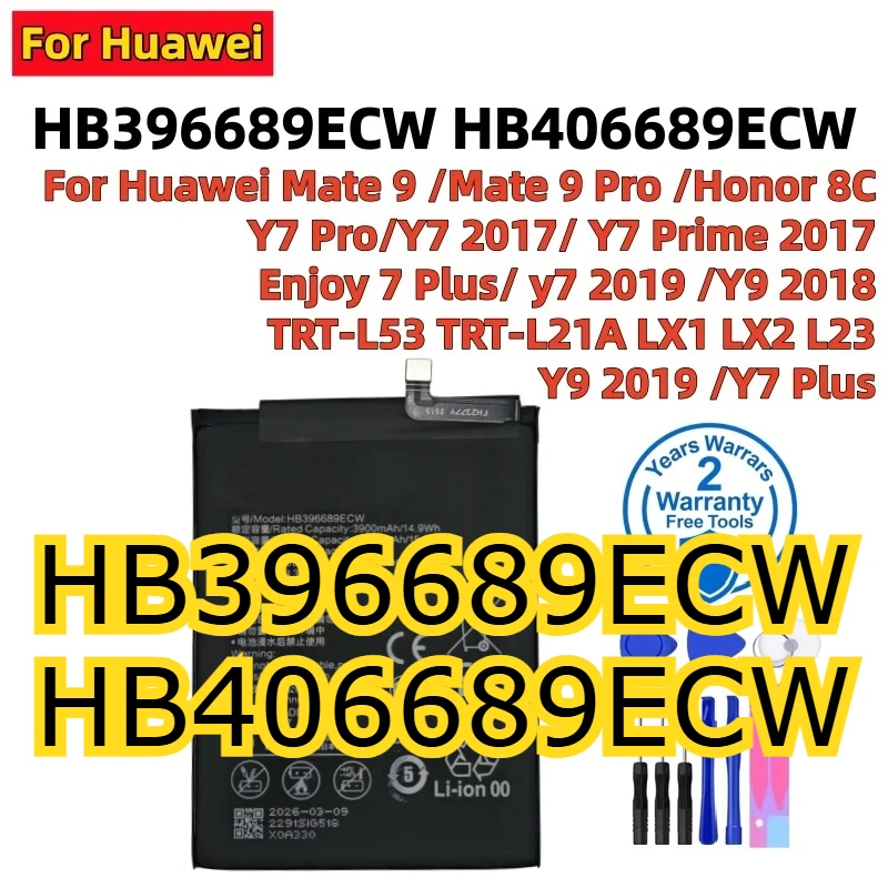 HB406689ECW Battery For Huawei Mate 9 Pro Porsche Design Y7 Pro Prime Y8S Y9 Prime Holly 4 Plus Enjoy 7 8 9 Plus Phone Battery
HB406689ECW Battery For Huawei Mate 9 Pro Porsche Design Y7 Pro Prime Y8S Y9 Prime Holly 4 Plus Enjoy 7 8 9 Plus Phone Battery