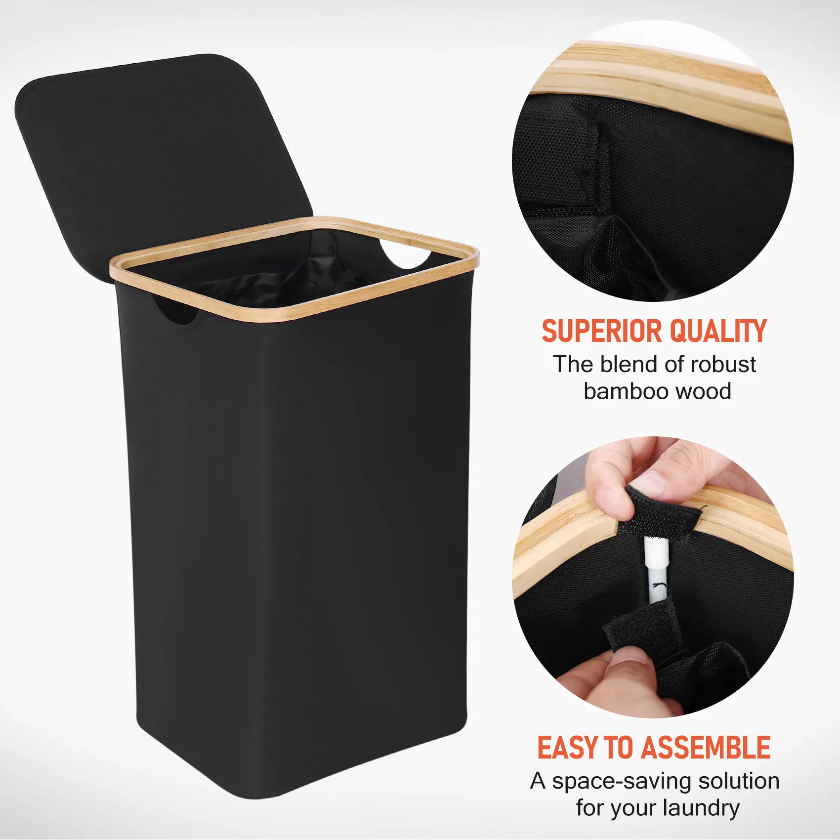 ABHI-Laundry Basket With Lid, Black Laundry Basket With Removable Laundry Bag - Laundry Sorter For Bathroom & Bedroom
ABHI-Laundry Basket With Lid, Black Laundry Basket With Removable Laundry Bag - Laundry Sorter For Bathroom & Bedroom