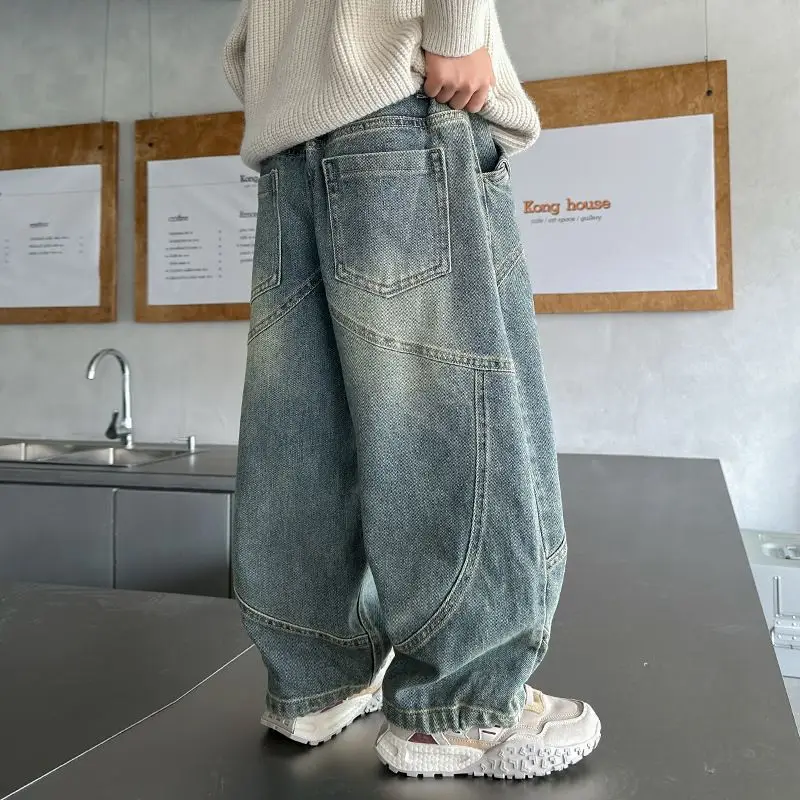 Children Jeans Spring Autumn Boys Girls Denim Soft And Loose Straight Wide Leg Casual Kids Spring Autumn Children's ClothingA55
Children Jeans Spring Autumn Boys Girls Denim Soft And Loose Straight Wide Leg Casual Kids Spring Autumn Children's ClothingA55
