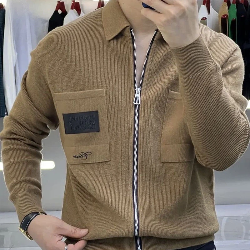 Business Office Men's Turn-down Collar Knitted Coat 2023 Autumn Winter Trend Fashion Pockets Zipper Cardigan Male Clothes Z608
Business Office Men's Turn-down Collar Knitted Coat 2023 Autumn Winter Trend Fashion Pockets Zipper Cardigan Male Clothes Z608