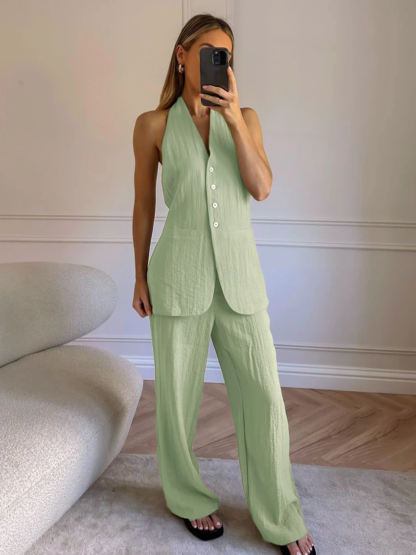Parc Fee Summer Loose Green Women's Two Pieces Set 2025 Fashion Sleeveless Tank Top With High Waist Wide Pants Set Streetwear
Parc Fee Summer Loose Green Women's Two Pieces Set 2025 Fashion Sleeveless Tank Top With High Waist Wide Pants Set Streetwear