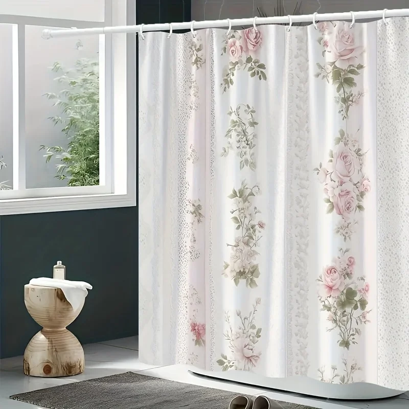 Elegant Pink Rose Print Shower Curtain , Polyester with Hooks, Floral Bathroom Decor
Elegant Pink Rose Print Shower Curtain , Polyester with Hooks, Floral Bathroom Decor