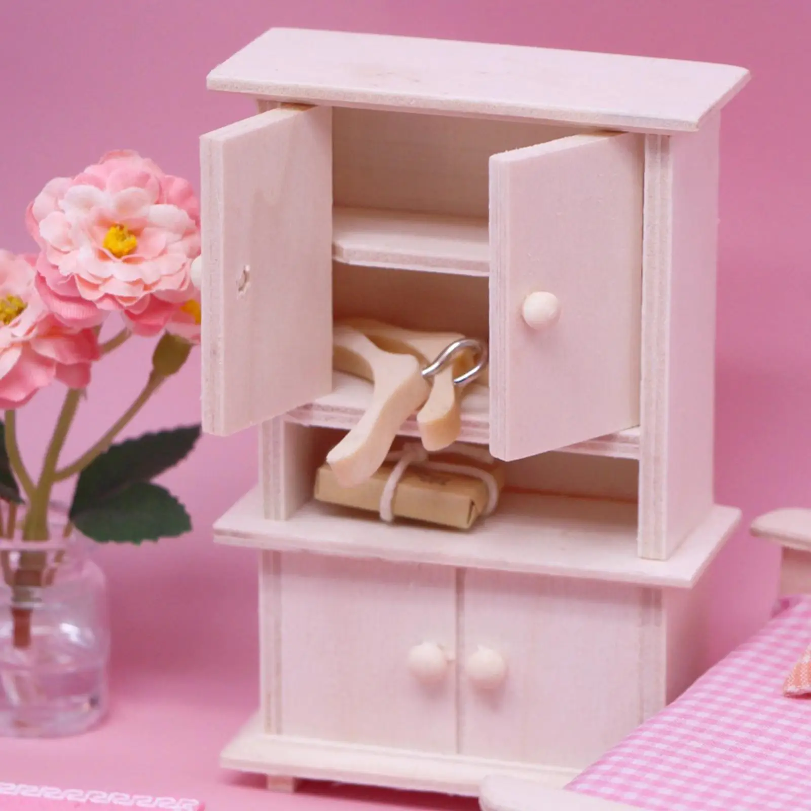 Mini Wardrobe Pretend Play Decorative Wooden Miniature Wardrobe for Window Display
Mini Wardrobe Pretend Play Decorative Wooden Miniature Wardrobe for Window Display
