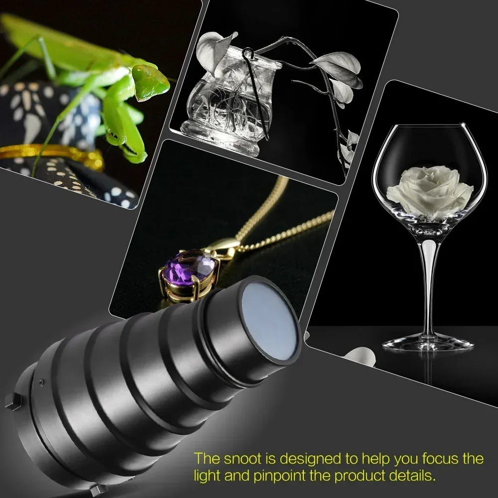 Flash beam tube Metal Conical Snoot with Honeycomb Grid 5pcs Color Filter Kit for Studio Strobe Monolight Photography Flash
Flash beam tube Metal Conical Snoot with Honeycomb Grid 5pcs Color Filter Kit for Studio Strobe Monolight Photography Flash