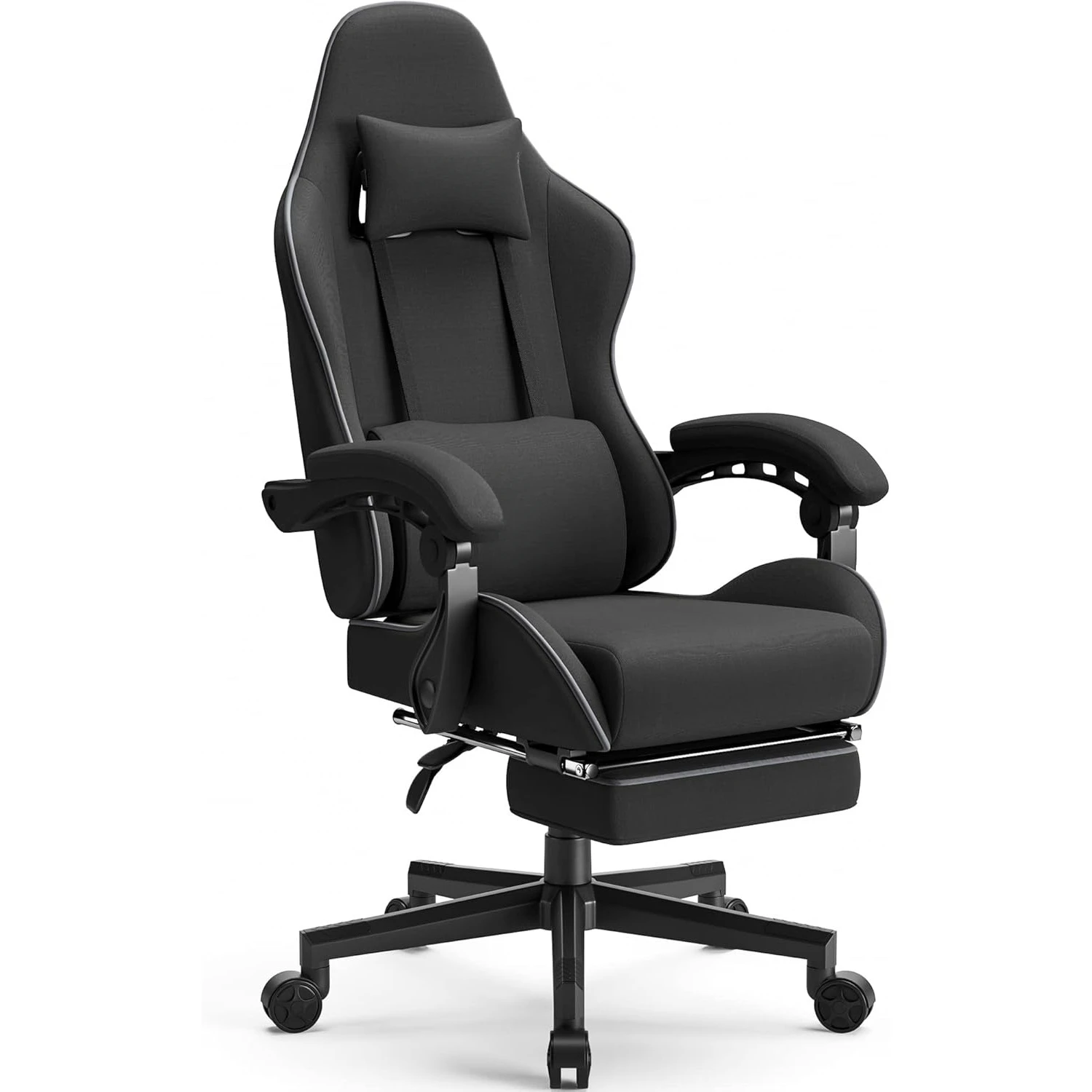 Gaming Chair Fabric with Pocket Spring Cushion, Massage Game Chair Cloth with Headrest, Black
Gaming Chair Fabric with Pocket Spring Cushion, Massage Game Chair Cloth with Headrest, Black