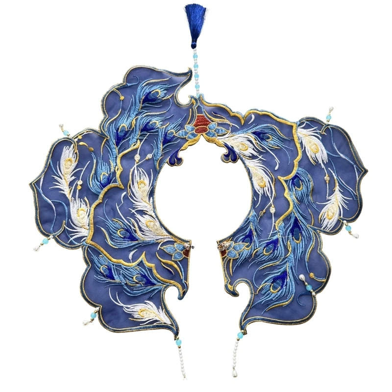 Women Girls Chinese Ancient Embroidered Feathered False Collar Beaded Tassels Yunjian Shawl Scarf Asymmetrical Capelet
Women Girls Chinese Ancient Embroidered Feathered False Collar Beaded Tassels Yunjian Shawl Scarf Asymmetrical Capelet