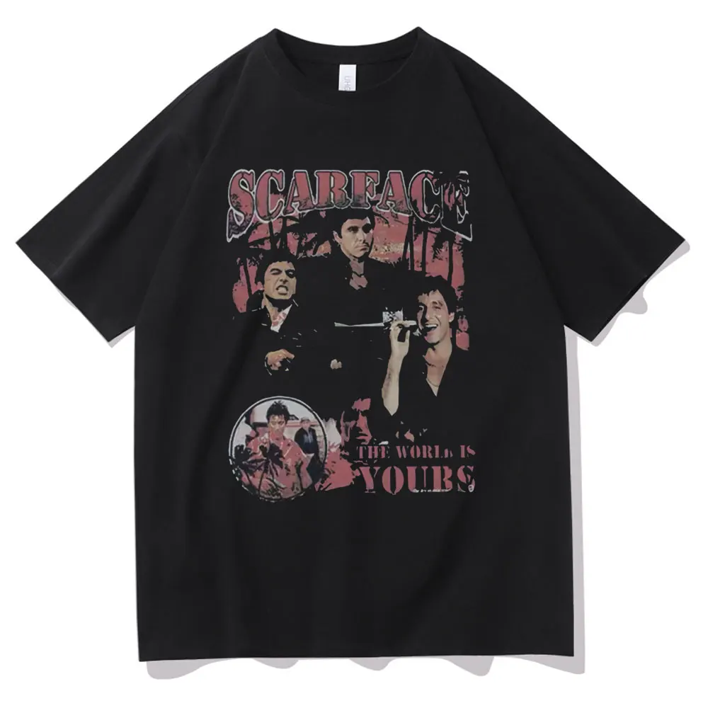 Scarface Tony Montana Big Guns Little Friend Men's T-shirt Pacino Gangster Movie Tshirt Man Woman Oversized Vintage Fashion Tees
Scarface Tony Montana Big Guns Little Friend Men's T-shirt Pacino Gangster Movie Tshirt Man Woman Oversized Vintage Fashion Tees