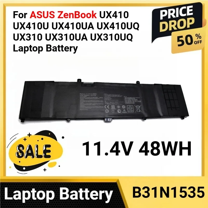 B31N1535 11.4V 48WH For ASUS ZenBook UX410 UX410U UX410UA UX410UQ UX310 UX310UA UX310UQ Laptop Battery
B31N1535 11.4V 48WH For ASUS ZenBook UX410 UX410U UX410UA UX410UQ UX310 UX310UA UX310UQ Laptop Battery
