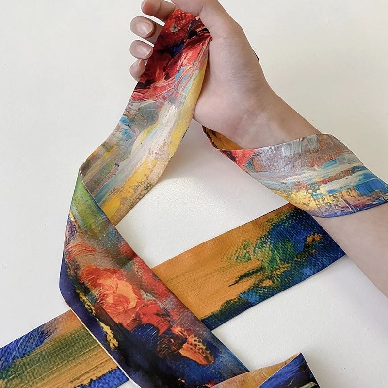 Retro Oil Painting Silk Scarf Belt for Women Long Headband Slim Narrow Belt High-End Feelings Fashionable Bag Tied Shirt Accesso
Retro Oil Painting Silk Scarf Belt for Women Long Headband Slim Narrow Belt High-End Feelings Fashionable Bag Tied Shirt Accesso