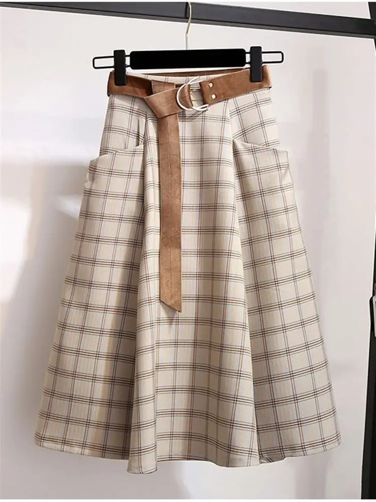 High Waist Midi Plaid Skirt Women's Chic Hong Kong Style Retro A-Line Half-length Skirts Fashionable plus Size Pear Body Type
High Waist Midi Plaid Skirt Women's Chic Hong Kong Style Retro A-Line Half-length Skirts Fashionable plus Size Pear Body Type