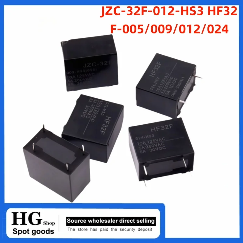 HG/ 10PCS/LOT Brand new and original JZC-32F-012-HS3 HF32F-005/009/012/024/ Relay 4 pin 5A group normally open 
HG/ 10PCS/LOT Brand new and original JZC-32F-012-HS3 HF32F-005/009/012/024/ Relay 4 pin 5A group normally open