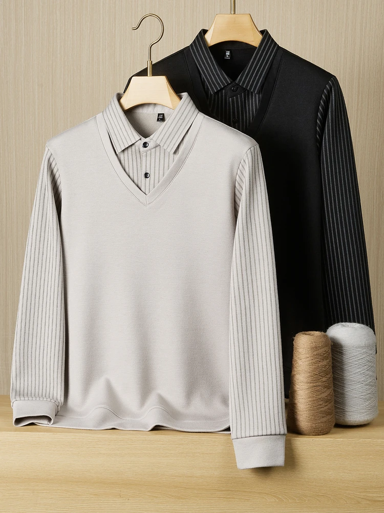 Мужская теплая футболка с длинным рукавом на флисовой подкладке, свободного кроя, больших размеров, с воротником, имитация двухслойности, модный городской стиль
Мужская теплая футболка с длинным рукавом на флисовой подкладке, свободного кроя, больших размеров, с воротником, имитация двухслойности, модный городской стиль