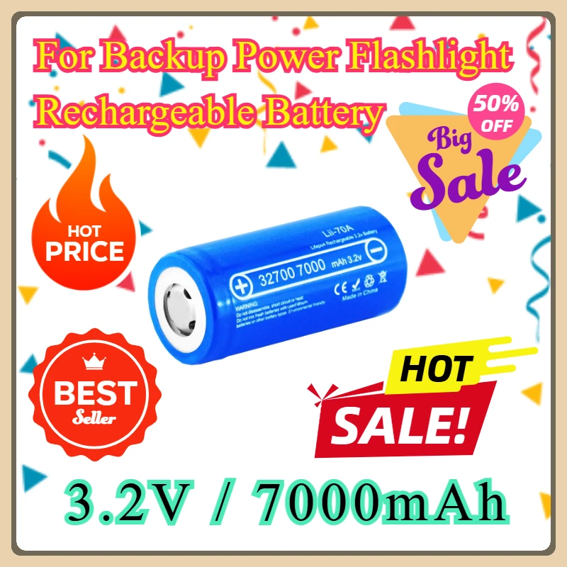 For Backup Power Flashlight 3.2v 32700 7000mAh Lifepo4 Rechargeable Battery Cell 5C Discharge Battery
For Backup Power Flashlight 3.2v 32700 7000mAh Lifepo4 Rechargeable Battery Cell 5C Discharge Battery
