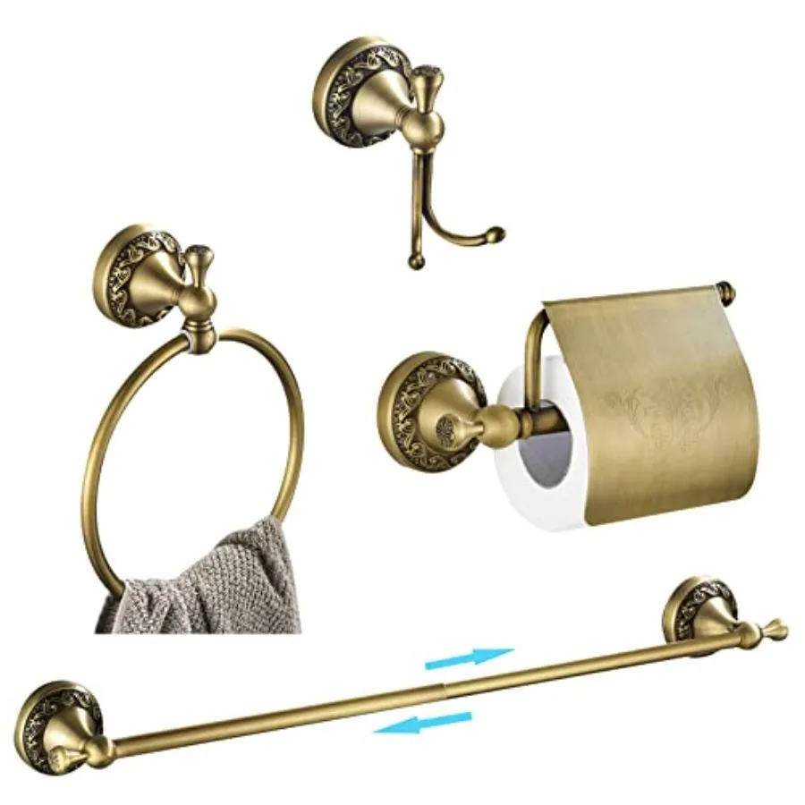 Antique Accessories, Retro Adjustable Bathroom Hardware, Brass Bath Towel Bar Set 24 Inch 4 Pcs Tolilet Paper Holder Towel Ring
Antique Accessories, Retro Adjustable Bathroom Hardware, Brass Bath Towel Bar Set 24 Inch 4 Pcs Tolilet Paper Holder Towel Ring