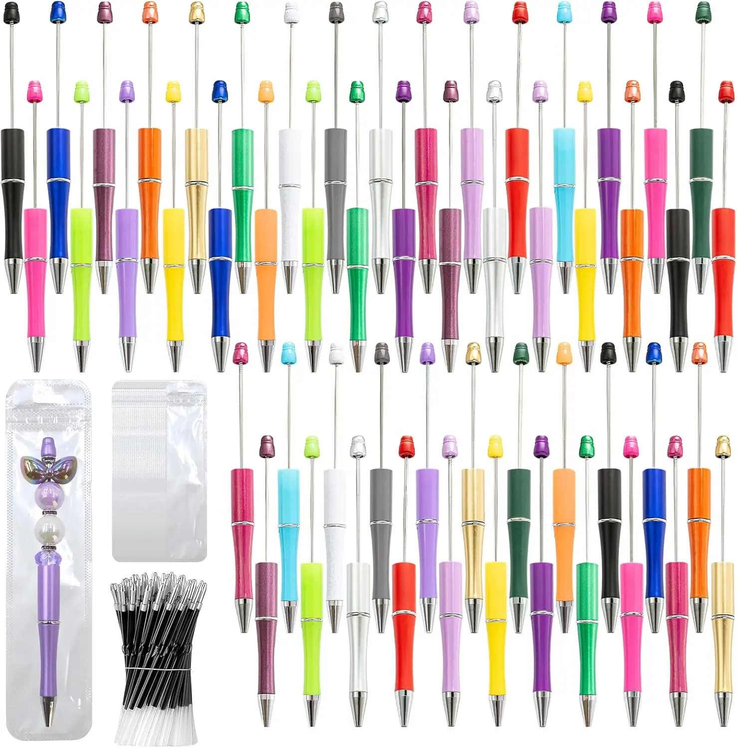 50 Pcs DIY Beadable Pen Kit with Refills & Bags, Beads Not Included, Ballpoint Pens for Crafting, School, Office
50 Pcs DIY Beadable Pen Kit with Refills & Bags, Beads Not Included, Ballpoint Pens for Crafting, School, Office