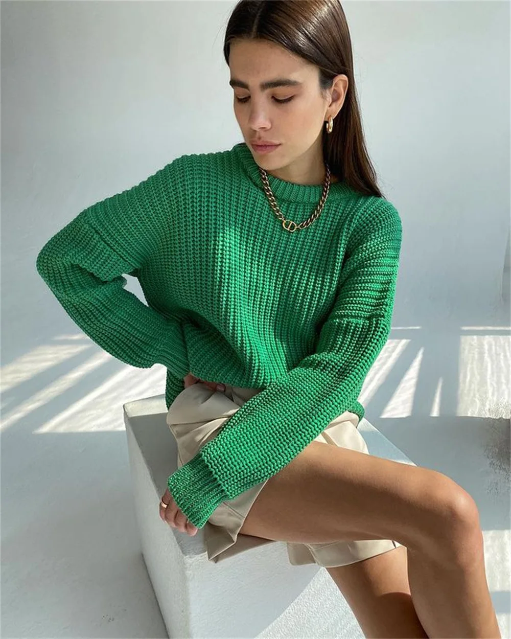 Winter Women's Round Neck Pullover Knitted Sweater Solid Long Sleeve Casual Jumper Fall 2023 Vintage Female Pullover Top
Winter Women's Round Neck Pullover Knitted Sweater Solid Long Sleeve Casual Jumper Fall 2023 Vintage Female Pullover Top