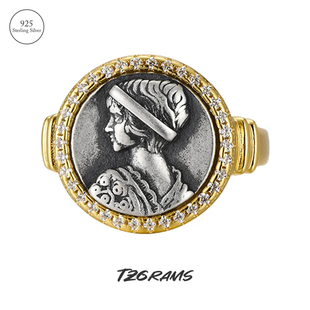 925 Sterling Silver Gold Plated Greek Cameo Ring for Women Ancient Coin Rings Micro Pave Zircon Vintage Fashion Jewelry
925 Sterling Silver Gold Plated Greek Cameo Ring for Women Ancient Coin Rings Micro Pave Zircon Vintage Fashion Jewelry