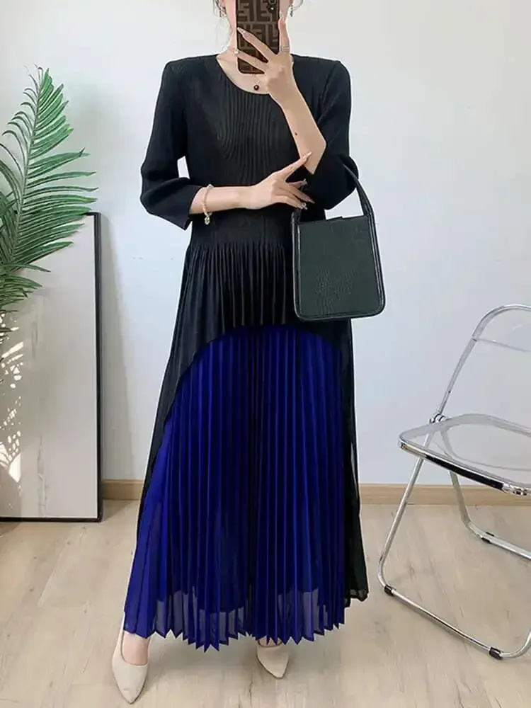 Women's Round Neck A-Line Loose Large Size Summer 2025 Evening Women's Casual Miyake Fashion Pleated Colour Block Long Dresses
Women's Round Neck A-Line Loose Large Size Summer 2025 Evening Women's Casual Miyake Fashion Pleated Colour Block Long Dresses