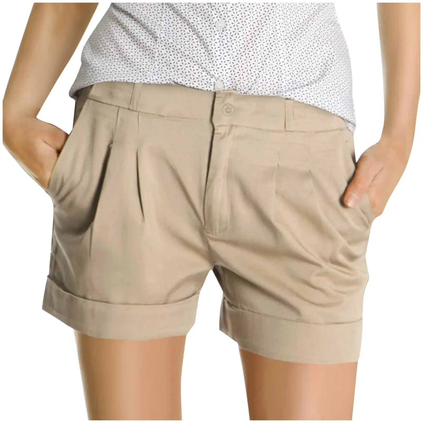 Hot Sale Short Korean Casual Design White Brown Suit Shorts for Women 2023 Fashion Solid High Waist Wide Leg Shorts Without Belt
Hot Sale Short Korean Casual Design White Brown Suit Shorts for Women 2023 Fashion Solid High Waist Wide Leg Shorts Without Belt