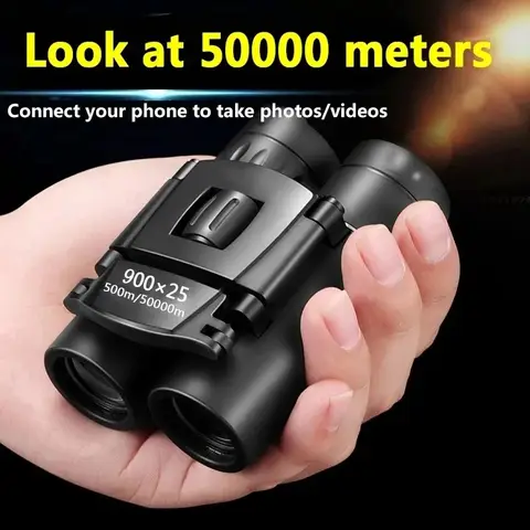 Portable 900x25 HD Zoom Binoculars with BAK4 Prism Long Range Folding Low Light Jumelles for Hunting And Camping