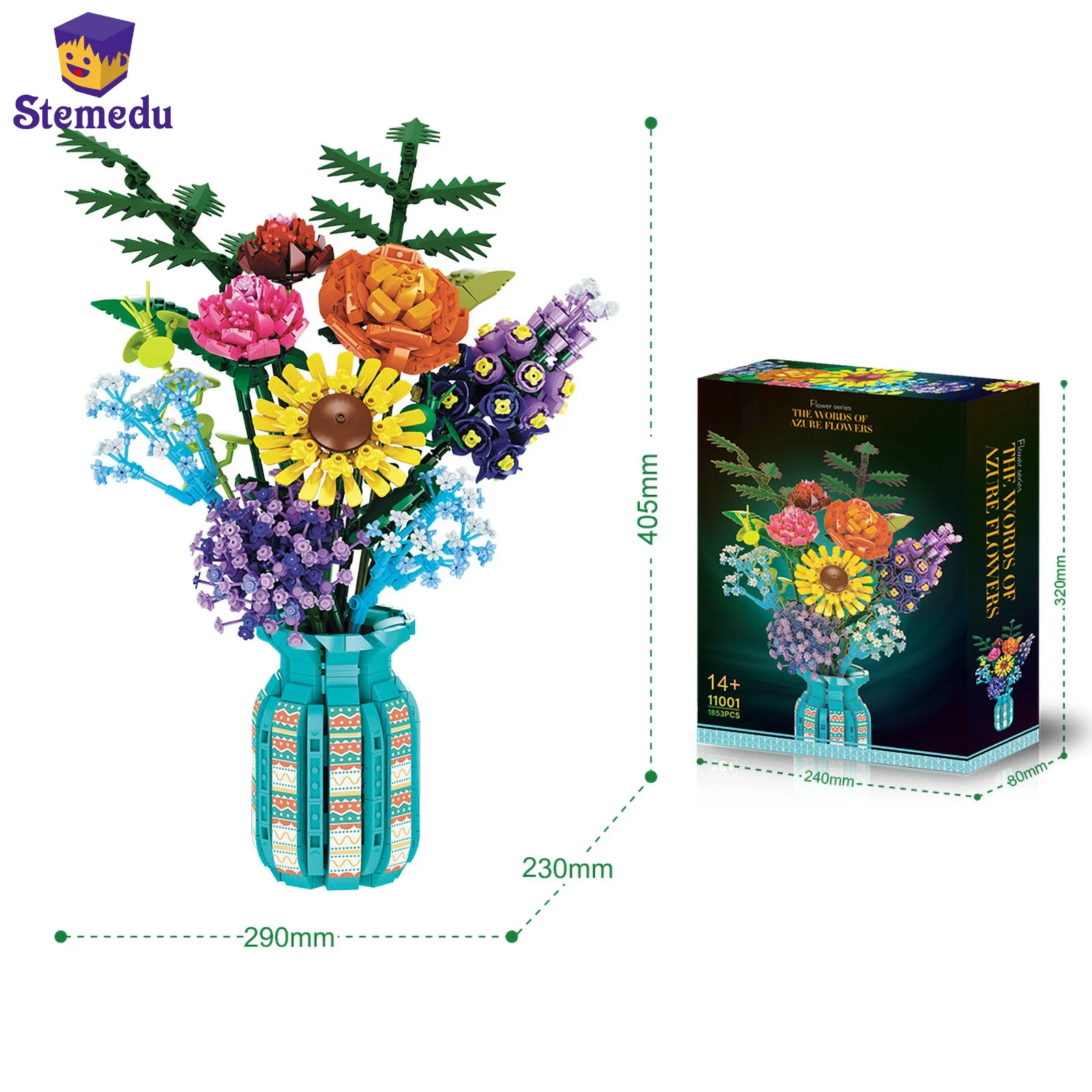 MOC Flower Bouquet Building Blocks Brick Model Set with Vase Sunflower Rose Hydrangea Decoration Christmas Gift Compatible-Leduo
MOC Flower Bouquet Building Blocks Brick Model Set with Vase Sunflower Rose Hydrangea Decoration Christmas Gift Compatible-Leduo