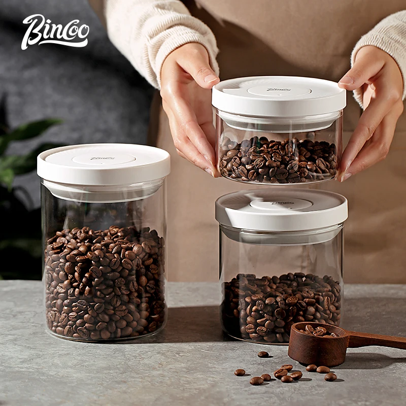 Bincoo Coffee bean storage jar Food grade glass sealed container of coffee powder vacuum storage container with spoon
Bincoo Coffee bean storage jar Food grade glass sealed container of coffee powder vacuum storage container with spoon