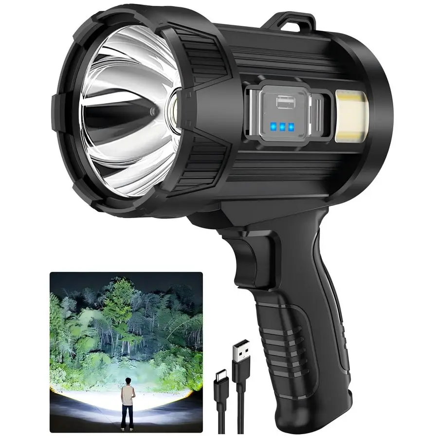Lumens Rechargeable Spotlight Flashlight, Super Bright Handheld LED Spot Light with Solar Panels, COB Light amp 3 Color Filters,
Lumens Rechargeable Spotlight Flashlight, Super Bright Handheld LED Spot Light with Solar Panels, COB Light amp 3 Color Filters,